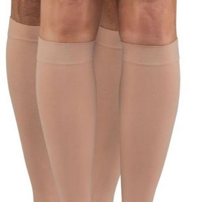 Dr. Comfort Unisex Microfiber Opaque +Plus Open Toe Below Knee 20-30mmHg (Beige)